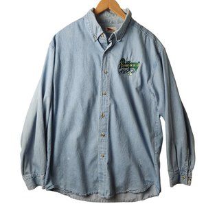 Vintage Pro Elite Mens Green Bay Packers embroidered denim Button Down Size M